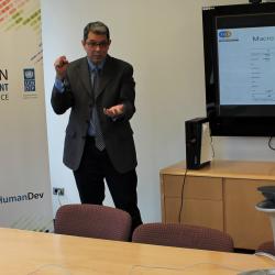 Flavio Comim speaks on 'Aporophobia' at Human Development Report Seminar in New York