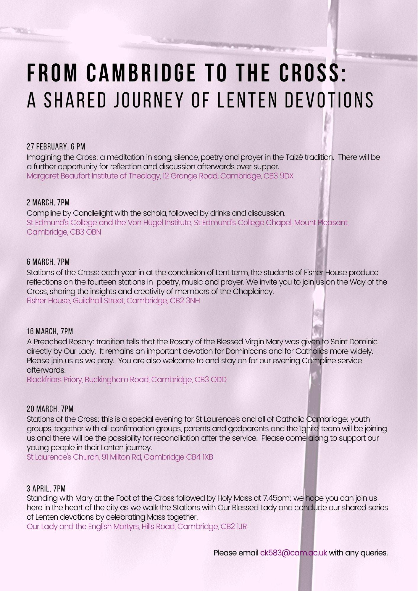 Shared Lenten Pilgrimage: From Cambridge to the Cross